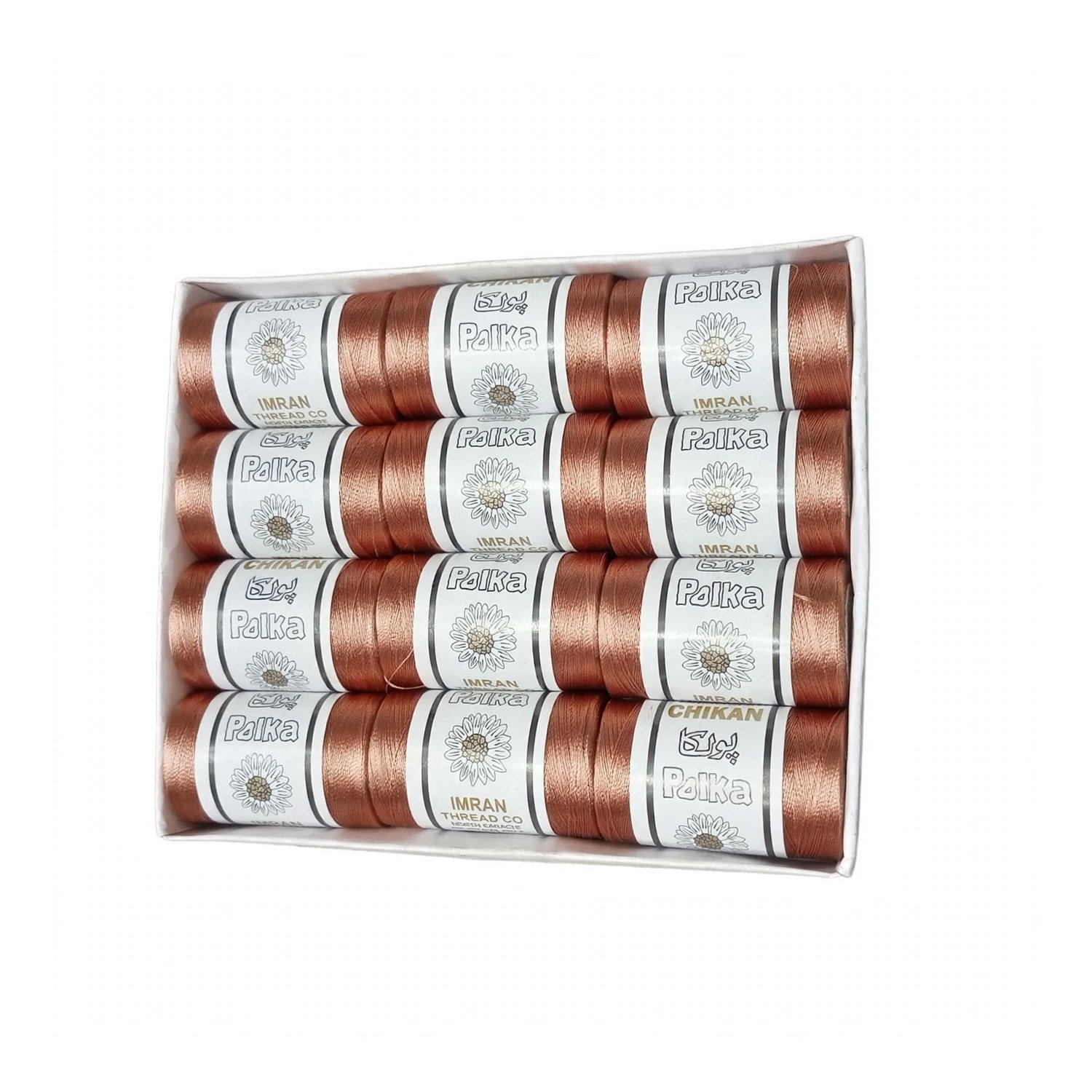 Polka Chikan Art Silk Embroidery Thread – Copper | Guaranteed Best Colour | Box of 12 Spools - Image 2