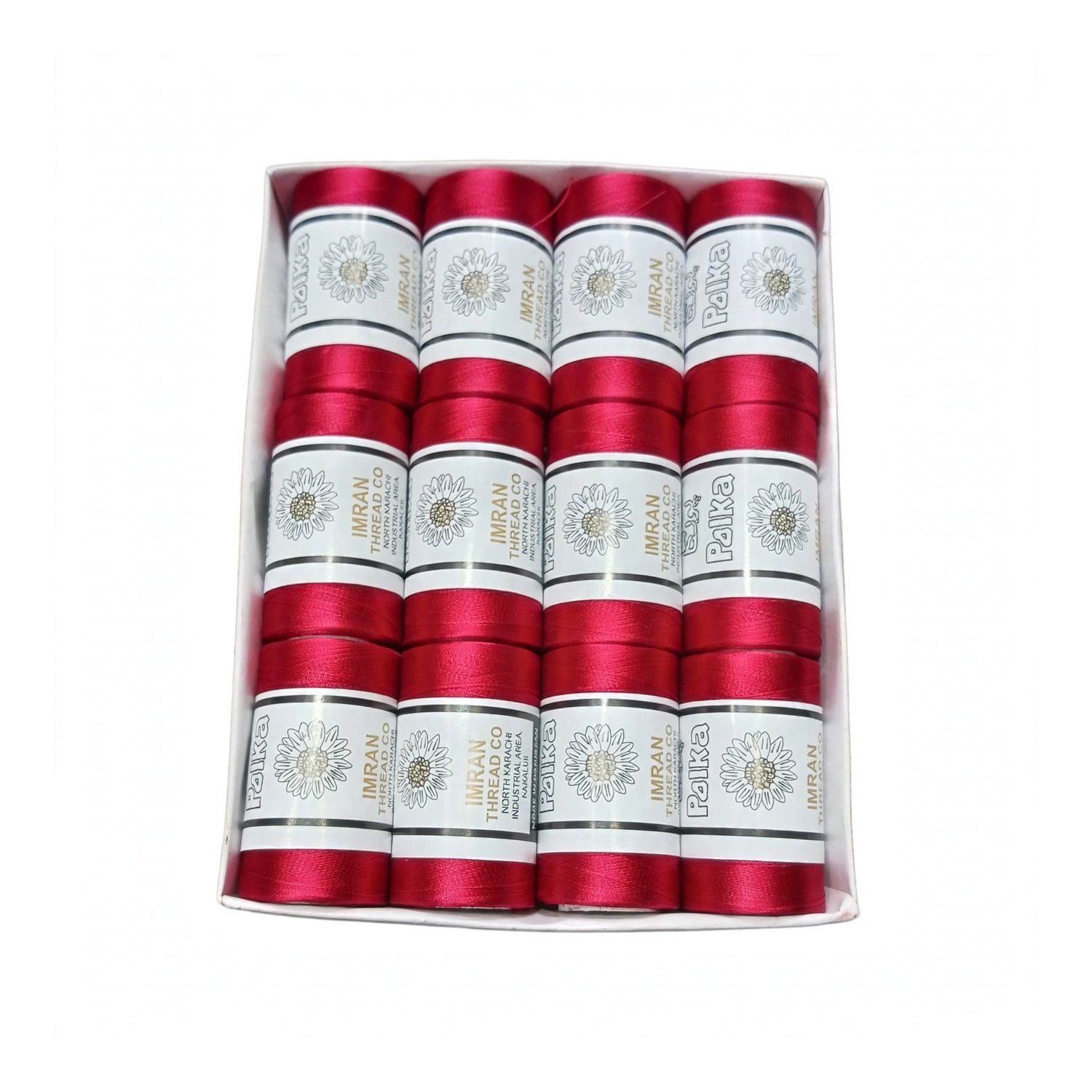 Polka Chikan Art Silk Embroidery Thread – Deep Red | Guaranteed Best Colour | Box of 12 Spools - Image 2