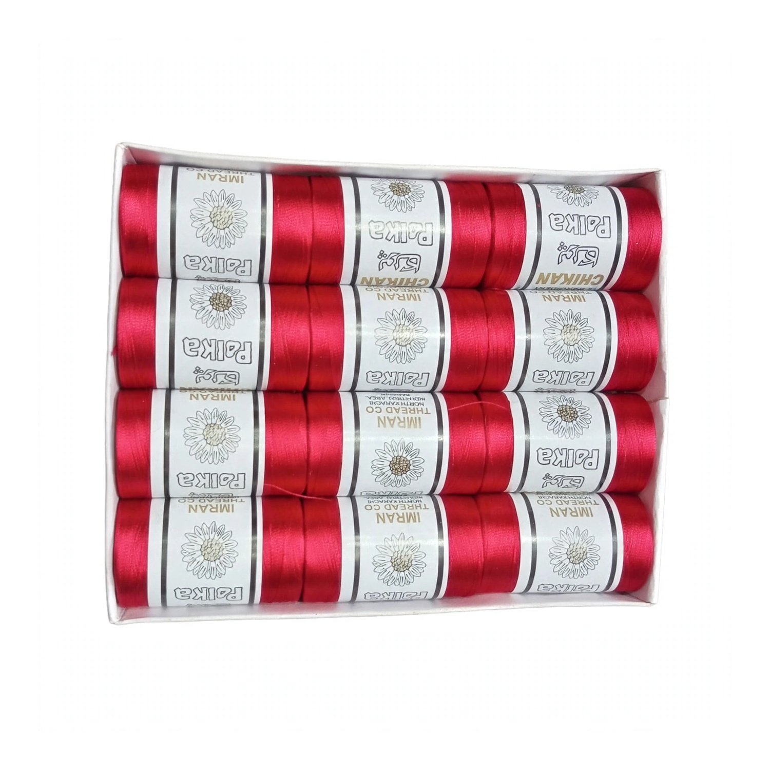 Polka Chikan Art Silk Embroidery Thread – Red | Guaranteed Best Colour | Box of 12 Spools - Image 2