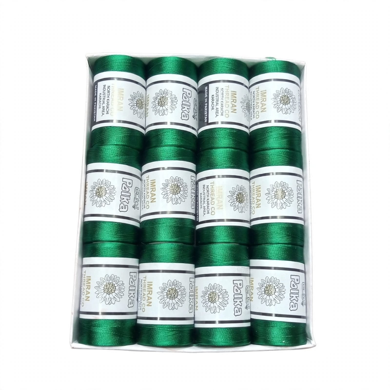Polka Chikan Art Silk Embroidery Thread – Dark Green | Guaranteed Best Colour | Box of 12 Spools - Image 2
