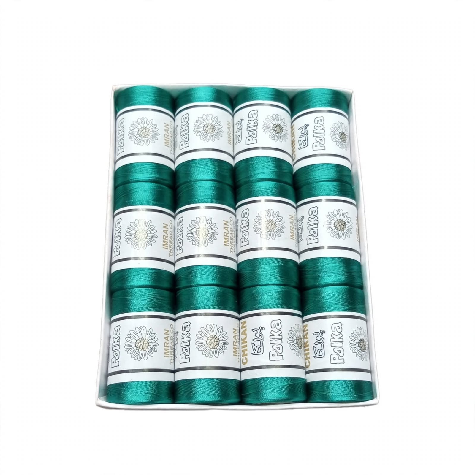 Polka Chikan Art Silk Embroidery Thread – Jade Green | Guaranteed Best Colour | Box of 12 Spools - Image 2