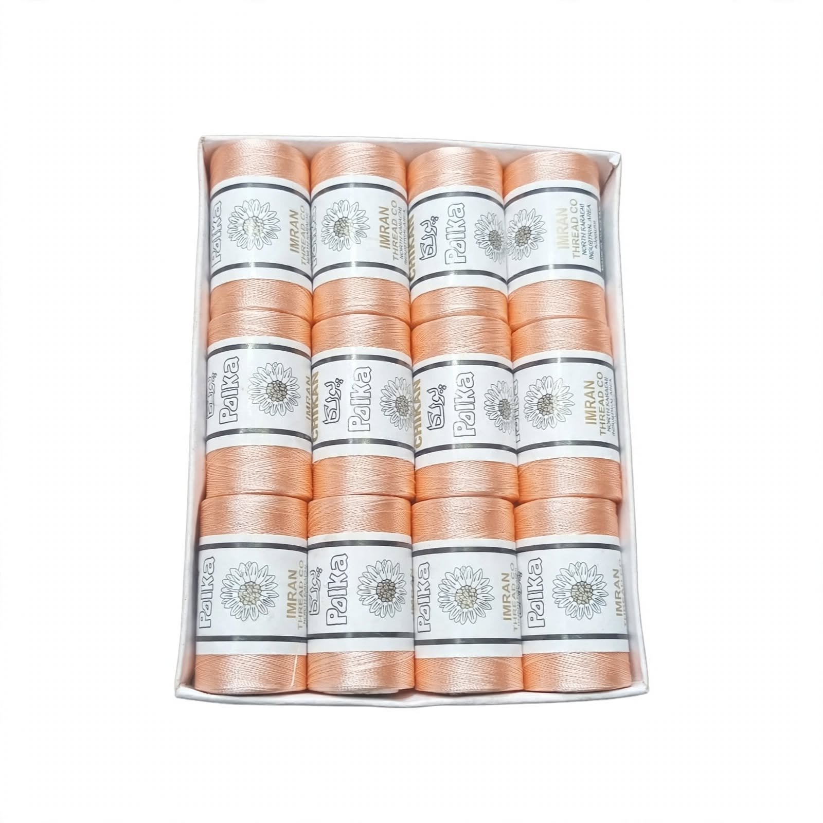Polka Chikan Art Silk Embroidery Thread – Light Peach | Guaranteed Best Colour | Box of 12 Spools - Image 3