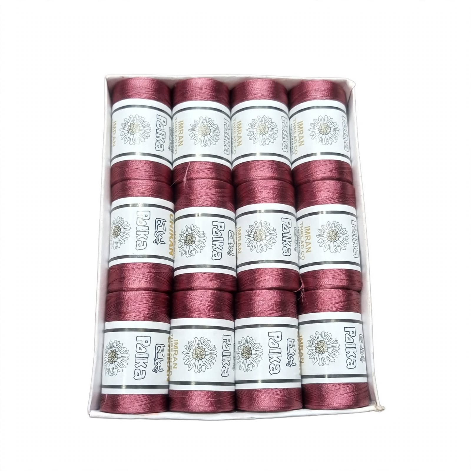 Polka Chikan Art Silk Embroidery Thread – Maroon | Guaranteed Best Colour | Box of 12 Spools - Image 3