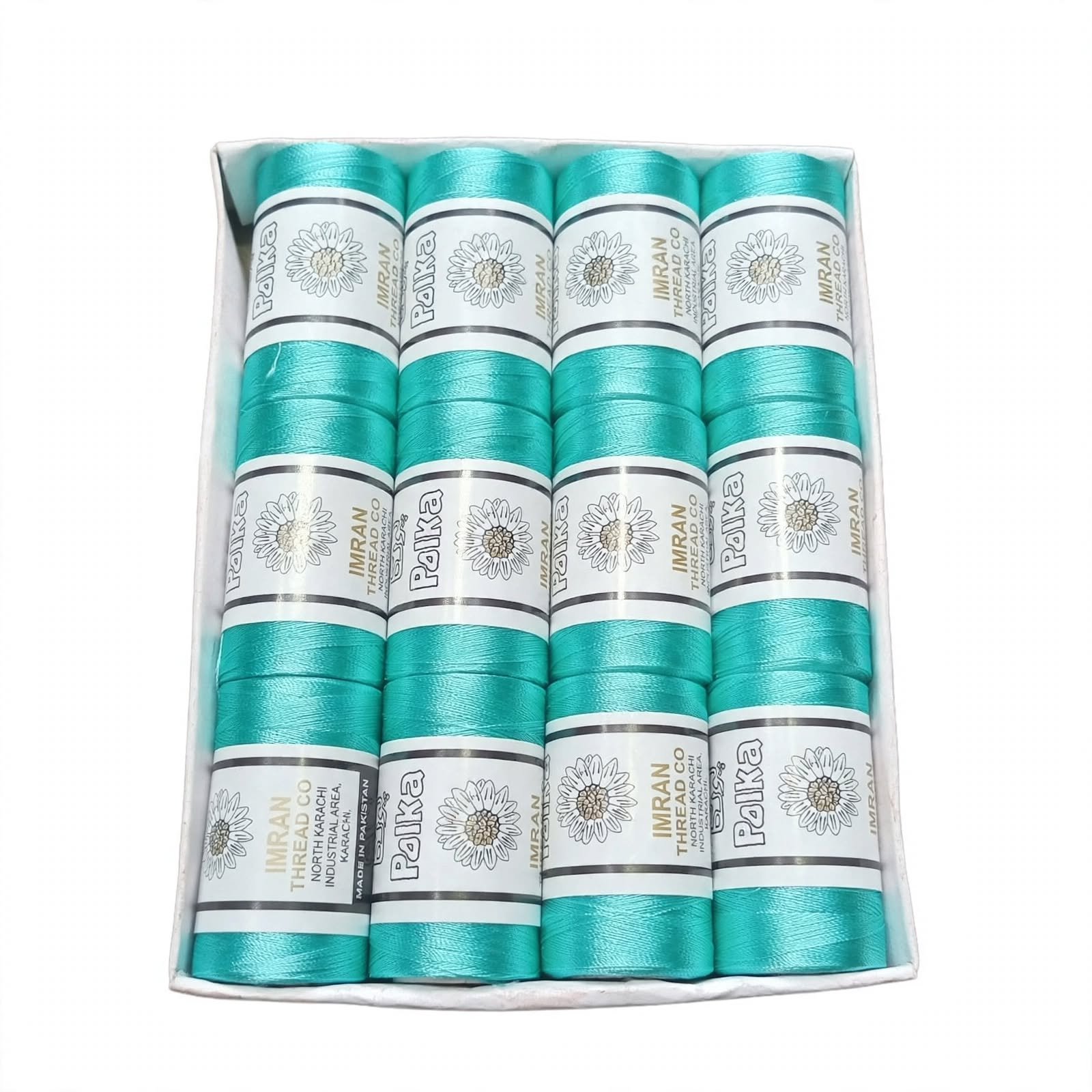 Polka Chikan Art Silk Embroidery Thread – Sea Green | Guaranteed Best Colour | Box of 12 Spools - Image 3